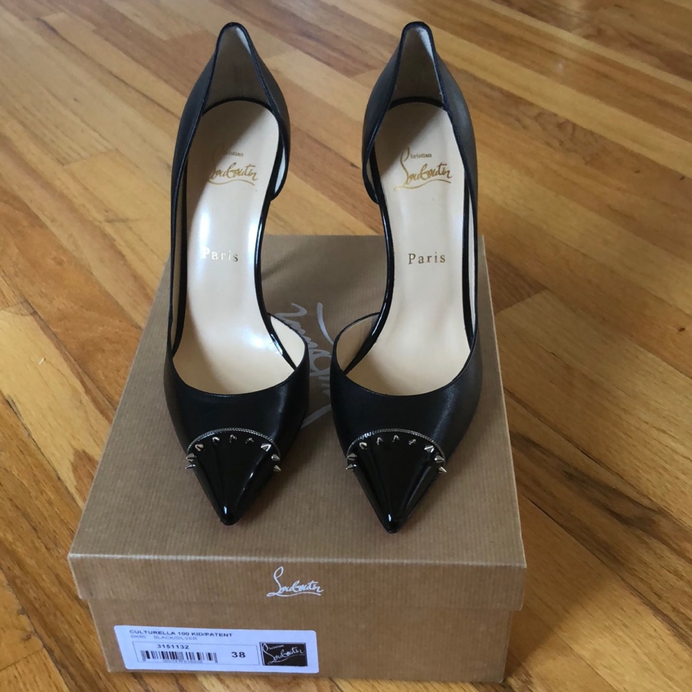 Christian Louboutin Culturella 100 d’Orsay Pump Kid/Patent Black/Silver